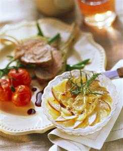 Potato and pear gratin with lamb chops (1)