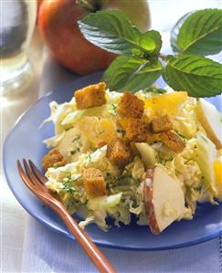 Celery & Chinese cabbage salad with orange, apple & croutons (1