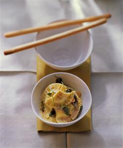 Lime quark ravioli with sage butter; grissini (1)