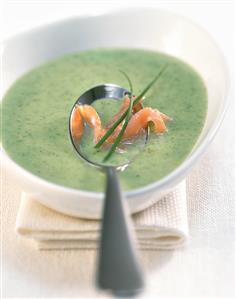 Cream of courgette soup with salmon