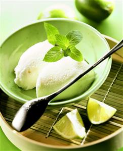 Green tea sorbet with limes