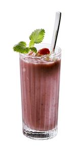 Cherry milkshake with vanilla ice cream and lemon balm