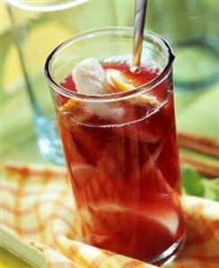 Sangria with fruit in glass