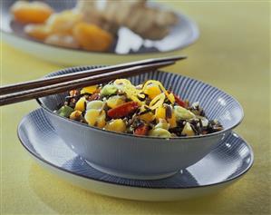 Wild rice with peppers, apricots & ginger from the wok