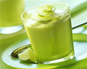 Lime mousse with slices of lime