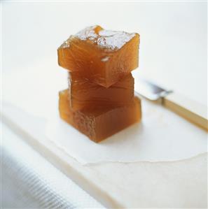 Cubes of quince jelly in a pile