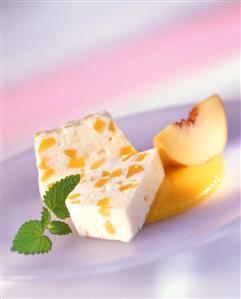 Peach buttermilk terrine with peach sauce