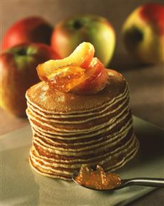 Pancakes with apples and marmalade