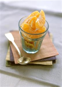 Orange wedges in a glass
