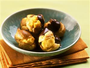 Profiteroles with chocolate sauce