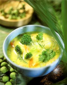 Thai vegetable soup with glass noodles