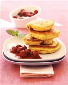 Polenta cakes with cherries