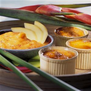 Sweet potatoes with mango & small pumpkin flans (from Cuba)