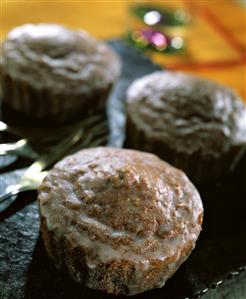 Chocolate muffins with glace icing