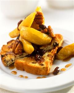 Caramelised apples and nuts on shortbread