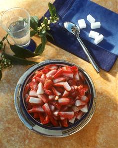 Sugared strawberries with orange flower essence