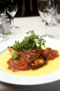 Barbecued salmon with rhubarb and strawberry sauce