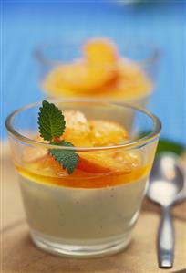 Bavarois with apricots and lemon balm