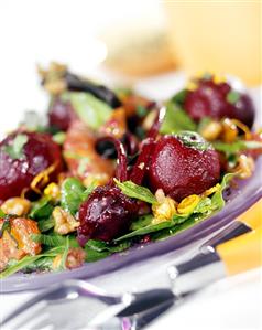 Beetroot salad with walnuts and pink grapefruit