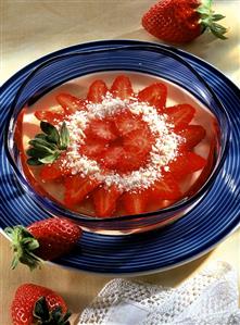 Strawberry jelly with grated white chocolate