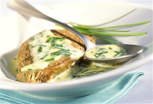 Boiled beef with ramsons (wild garlic) and chive sauce