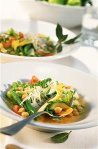 Summer vegetable soup with chick-peas