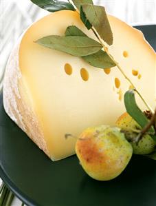 Piece of cheese with pears