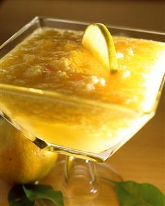 Orange jelly in glass bowl