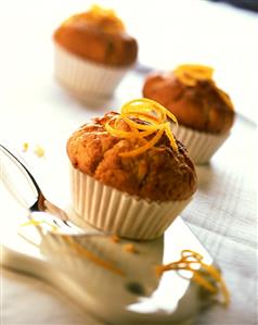 Lemon muffins in paper cases