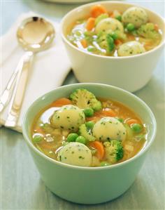 Minestrone with potato dumplings