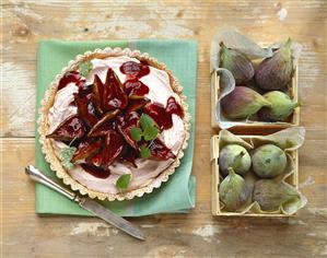 Fig tart with lemon balm