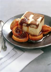 Tiramisu with spiced mandarin oranges