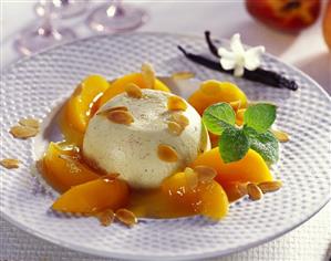 Bavarian cream with marinated peach slices