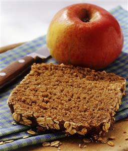 Slice of wholemeal bread and fresh apple