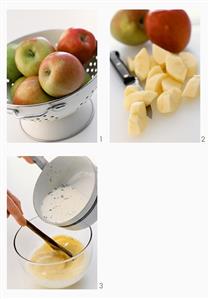 Making apple charlotte with custard