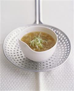 Chinese egg drop soup with spring onions