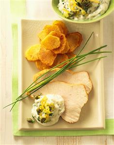 Roast turkey with lemon remoulade and roast potatoes