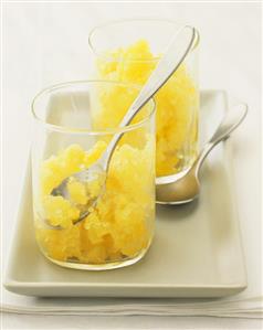 Mango granita in glasses