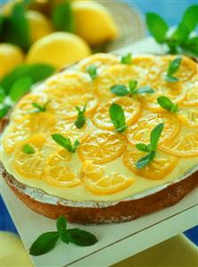 Lemon tart with lemon balm