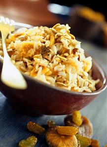 Rice with dried fruit and sunflower seeds