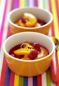 Cold peach and raspberry soup