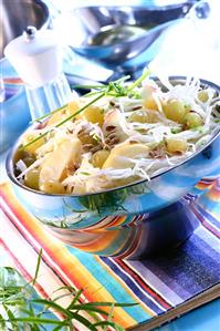 Cabbage salad with grapes and apples