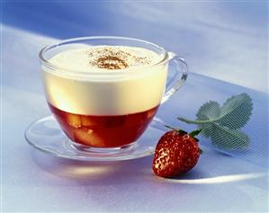 Fruit mousse with honey and whipped cream