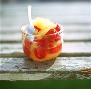 Raspberry and pear compote