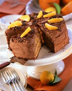 Orange gateau with chocolate cream