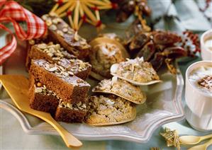 Date and coconut macaroons; chocolate gingerbread slices