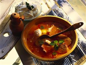 Mediterranean fish soup with monkfish