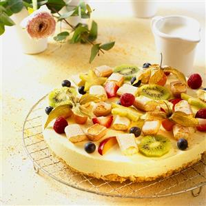 Cheesecake with fruit and sponge fingers