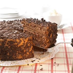 Chocolate cake with piece on cake slice