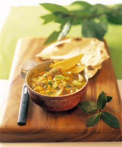 Mango soup with flatbread (India)